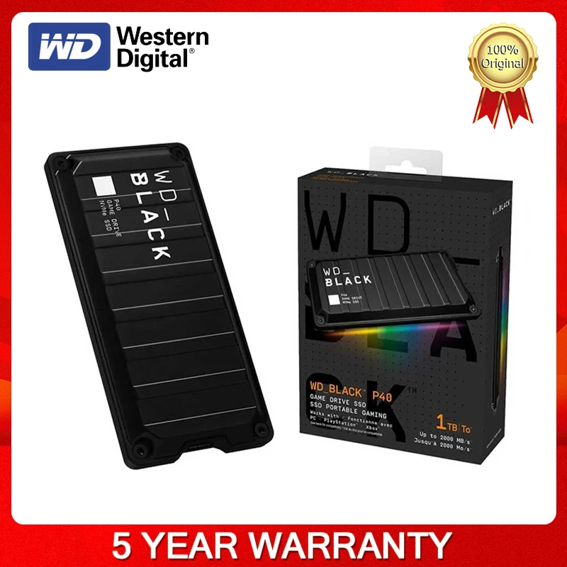 

WD BLACK P40 2T 1T 500GB Game Drive SSD Up to 2000MB/s Portable External Solid State Drive SSD Compatible With Playstation, Xbox