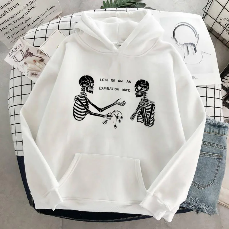 

Женская толстовка с капюшоном, с длинным рукавом и принтом черепа