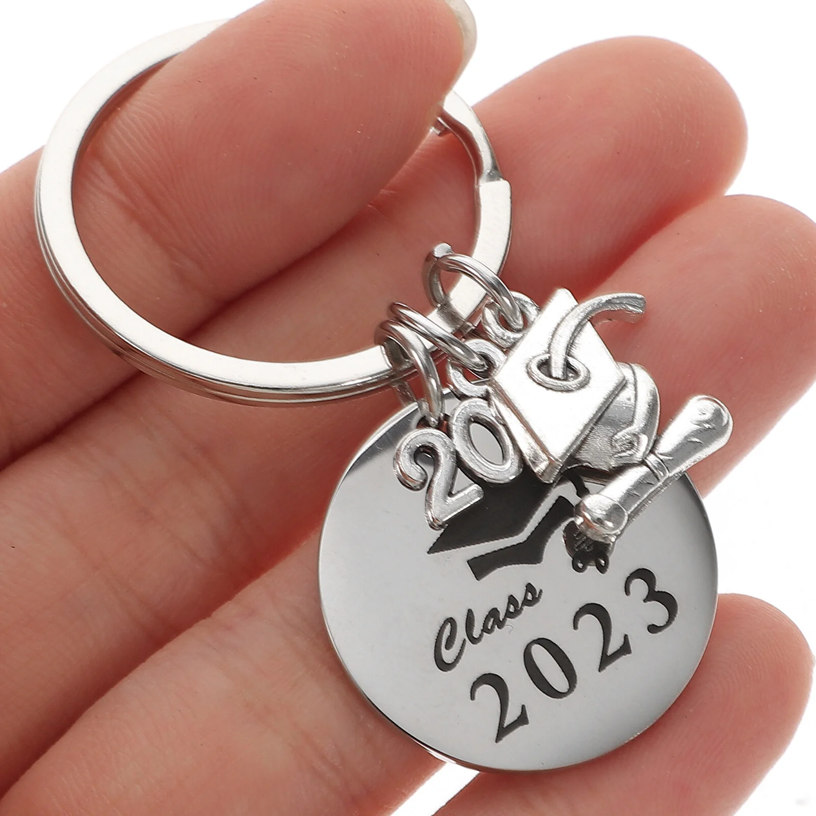 Encourage 2023 Grad Key Ring Metal Keychain Decor Graduation Gift Senior Stainless Steel