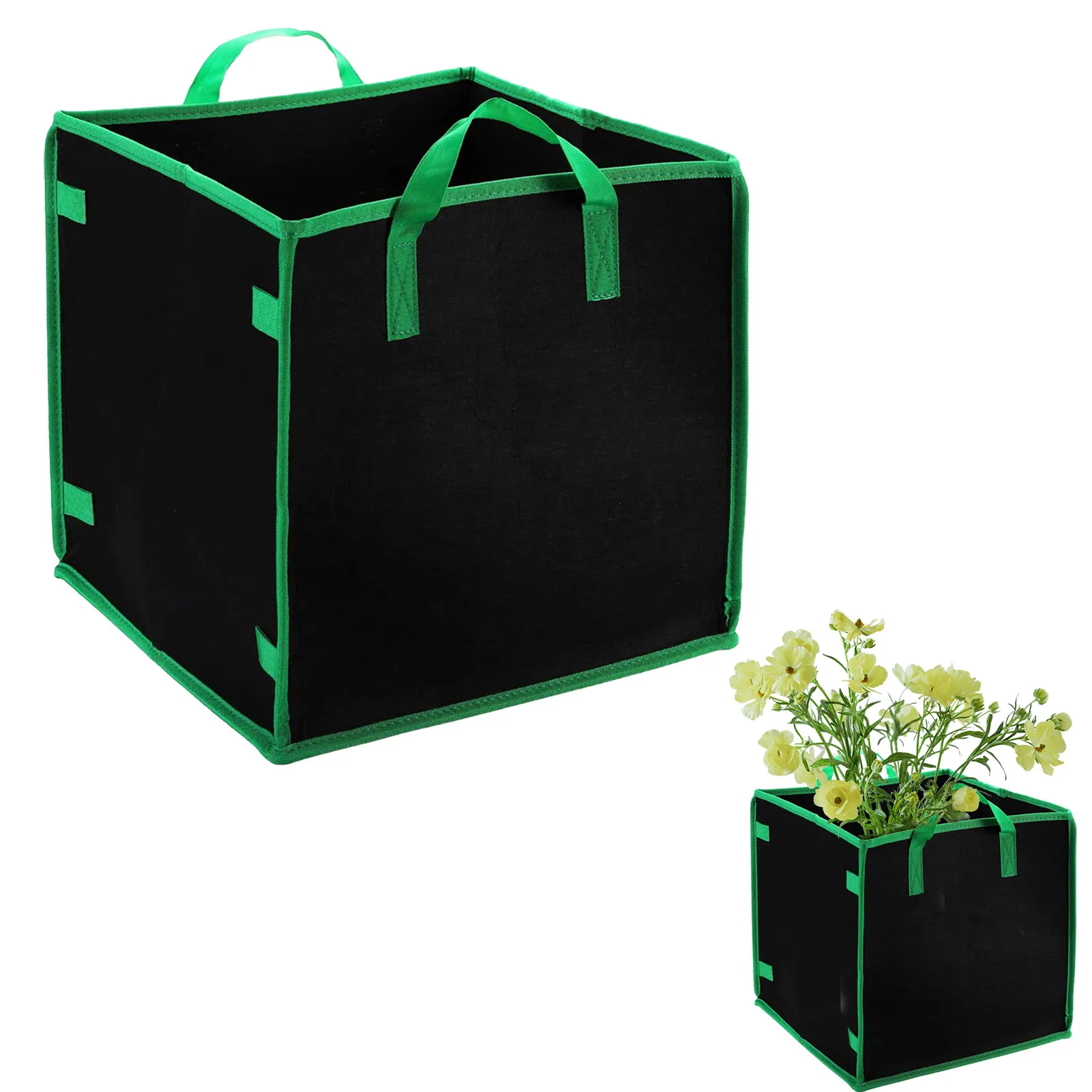 

Квадратные мешки для выращивания растений, горшки из нетканого материала с ручками для выращивания растений на улице и в помещении, горшок ...