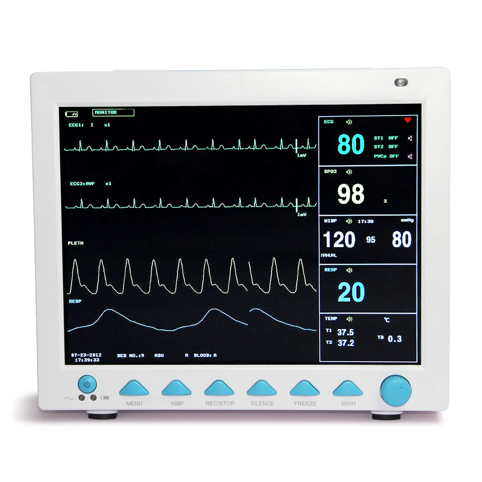 

12 inch Patient Monitor CMS8000 With Capnograph CO2 Veterinary Monitor +ETCO2 Vital Signs 7 Parameters CE FDA