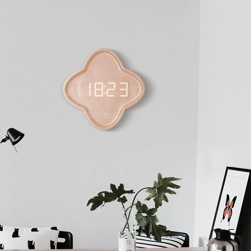 

Настенные часы в скандинавском стиле, бесшумные украшения для стен гостиной, спальни, с подключением USB, декор из твердой древесины