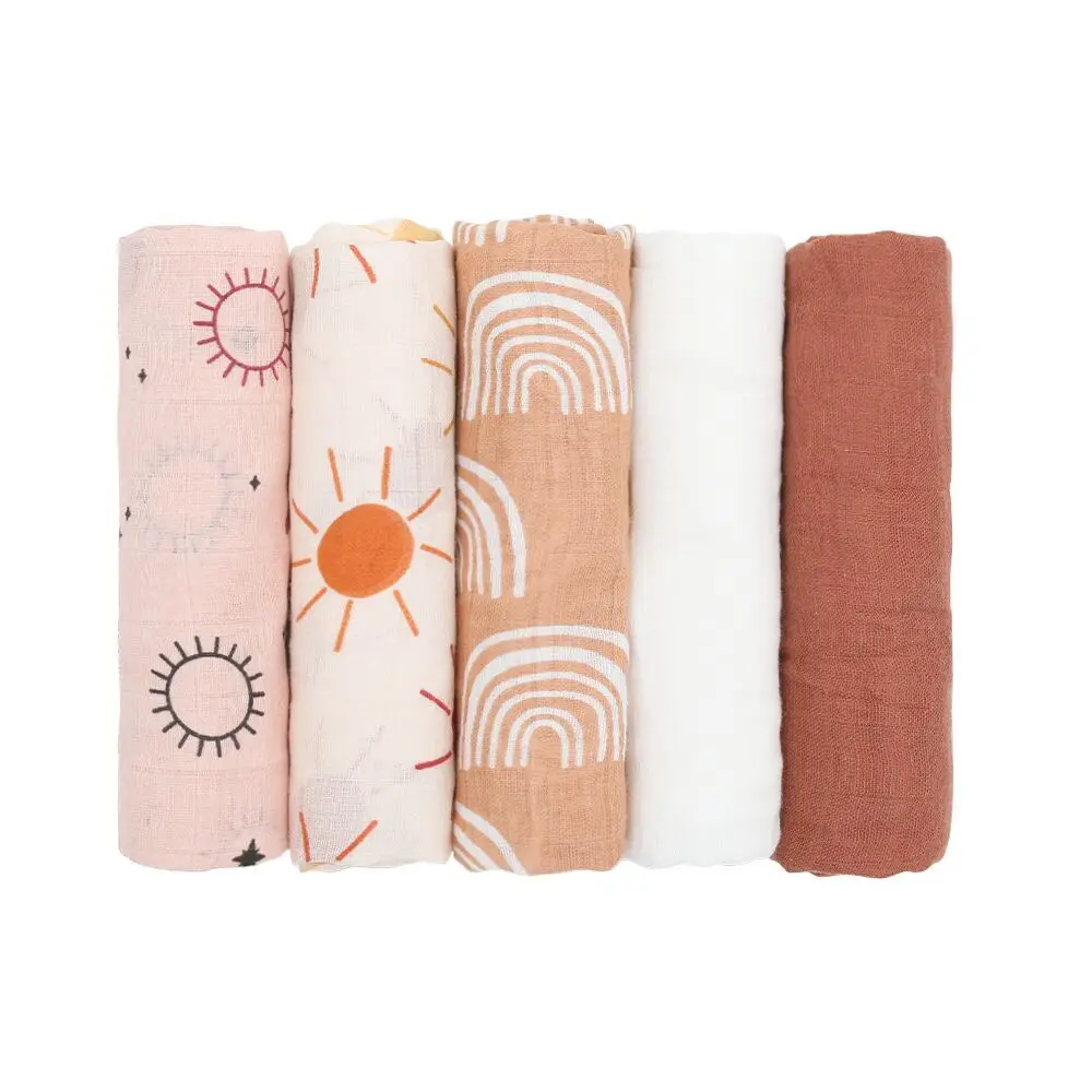 Kangobaby 4Pcs/Pack 2-Layer 100% Cotton Super Soft And Breathable Baby Swaddle Background Blanket For Newborn Photography