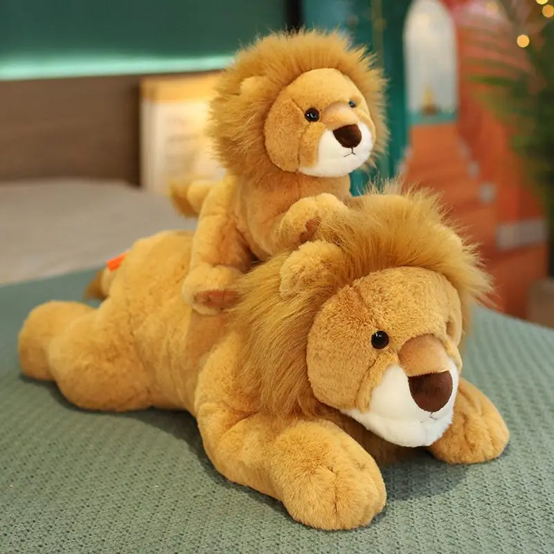 

28/55cm Lying Lion Stuffed Plush Toys Lively Simulated Animals Model Kids Mount Home Decoration Stuff Doll Children Toys Gift