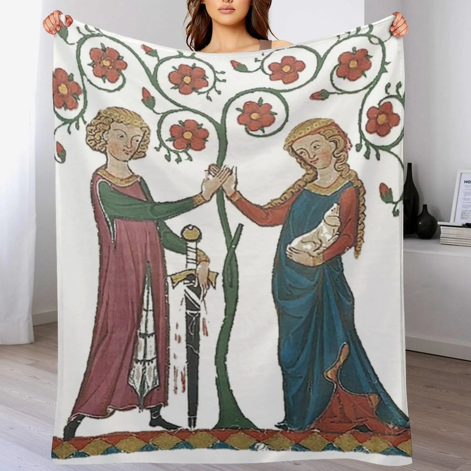 Средневековая пара немецкое одеяло около 1250 клетчатое мягкое