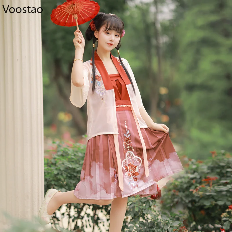 Женские Элегантные платья ханьфу в китайском стиле с цветочной вышивкой