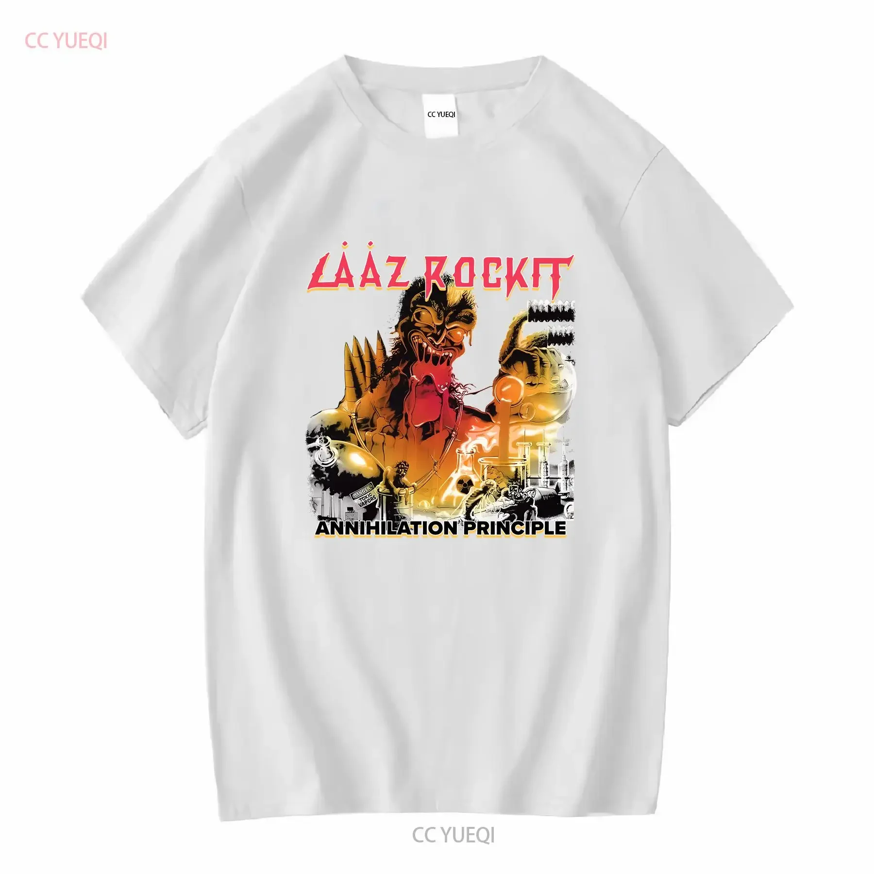 Фото Белая футболка Laaz Rockit Band, все размеры S 5XL, T2094, винтажная, мягкая, с рисунком, универсальная, дышащая, удобная, повседневная, мужская №4