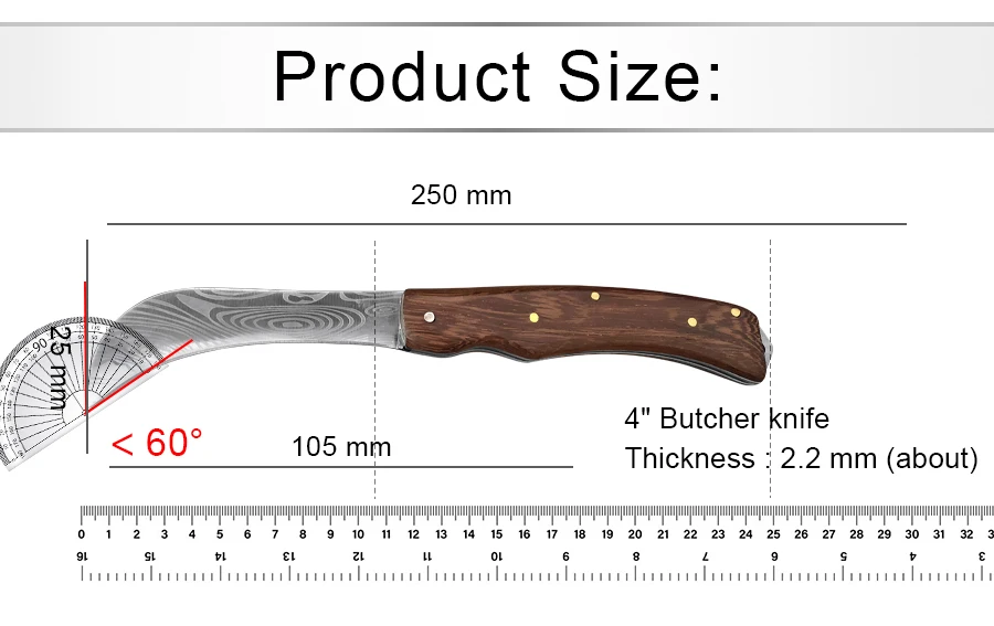 Складной нож мясника 5CR1 5 стальной нож-банан кухонный шеф-нож лазерный дамасский