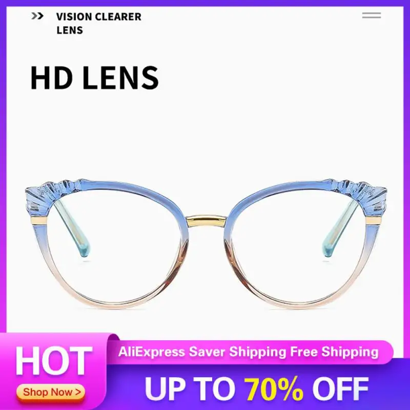 

2023 оптические очки, оправа кошачий глаз, градиентные цвета, плоские очки, индивидуальные голубые, блокирующие кожу очки унисекс