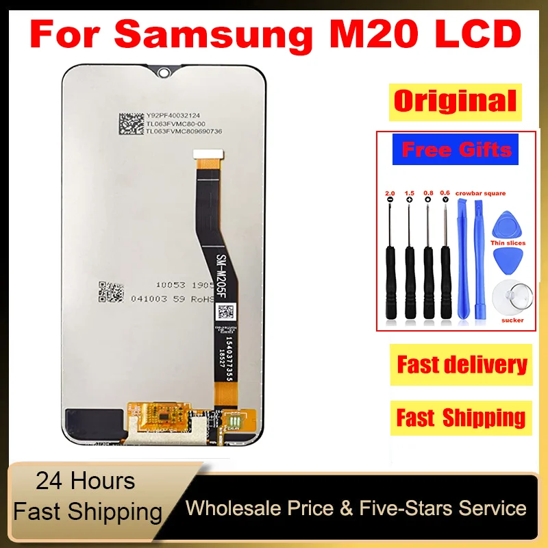 

6.3" Original LCD For SAMSUNG Galaxy M20 2019 SM-M205 M205F LCD Display Touch Screen Digitizer Assembly For M20 LCD Screens