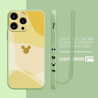 liquid silicone case for apple iphone 13 12 11 pro max 8 7 6 6s plus xr x xs se2020 soft phone coque mickey mouse simple design