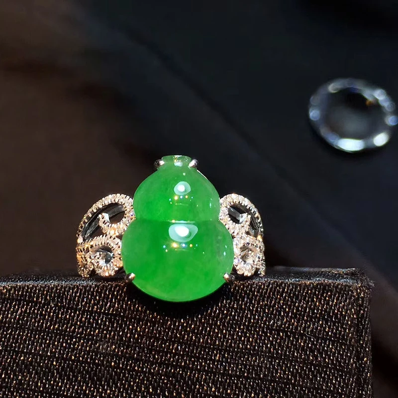 Оригинальный дизайн широкие кольца для женщин hetian chrysoprase diamond gourd очаровательные