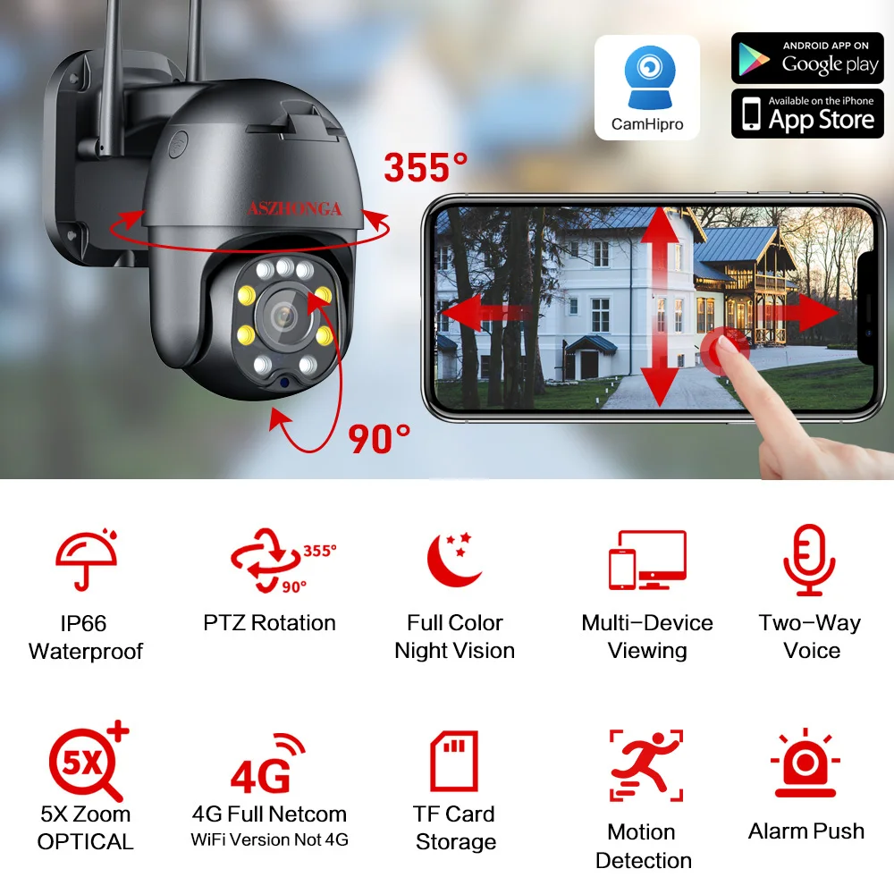 4G WIFI IP камера видеонаблюдения 5MP облачная платформа автоматически  отслеживает HD 5X оптический зум наружная беспроводная камера наблюдения  безопасности | AliExpress