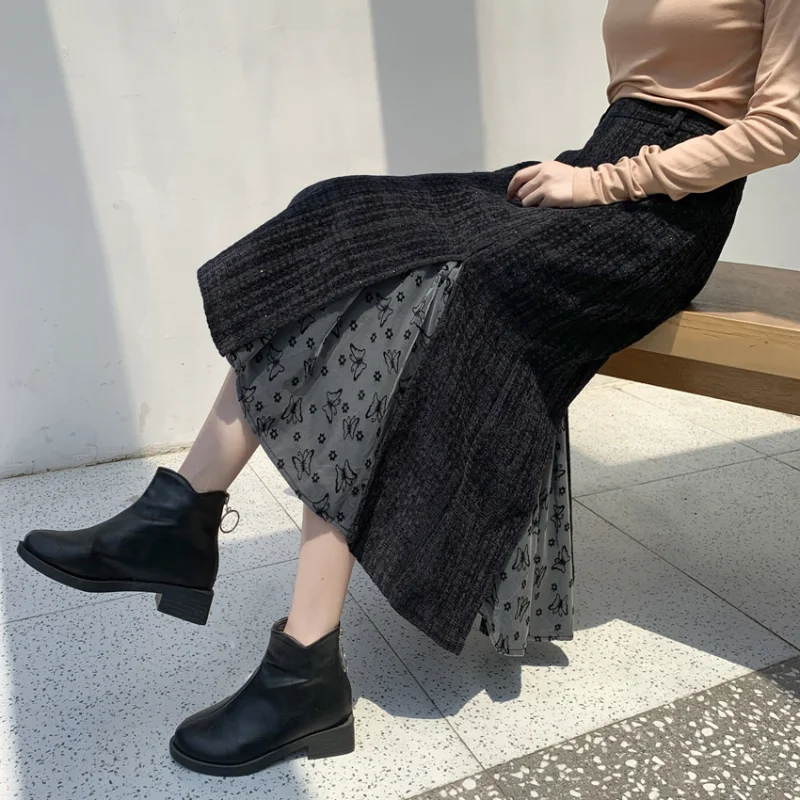 

Plaid Patchwork Skirts for Women 2022 New In Spring and Autumn Fashion High Waist Loose A-LINE High Waist Skirt High Street