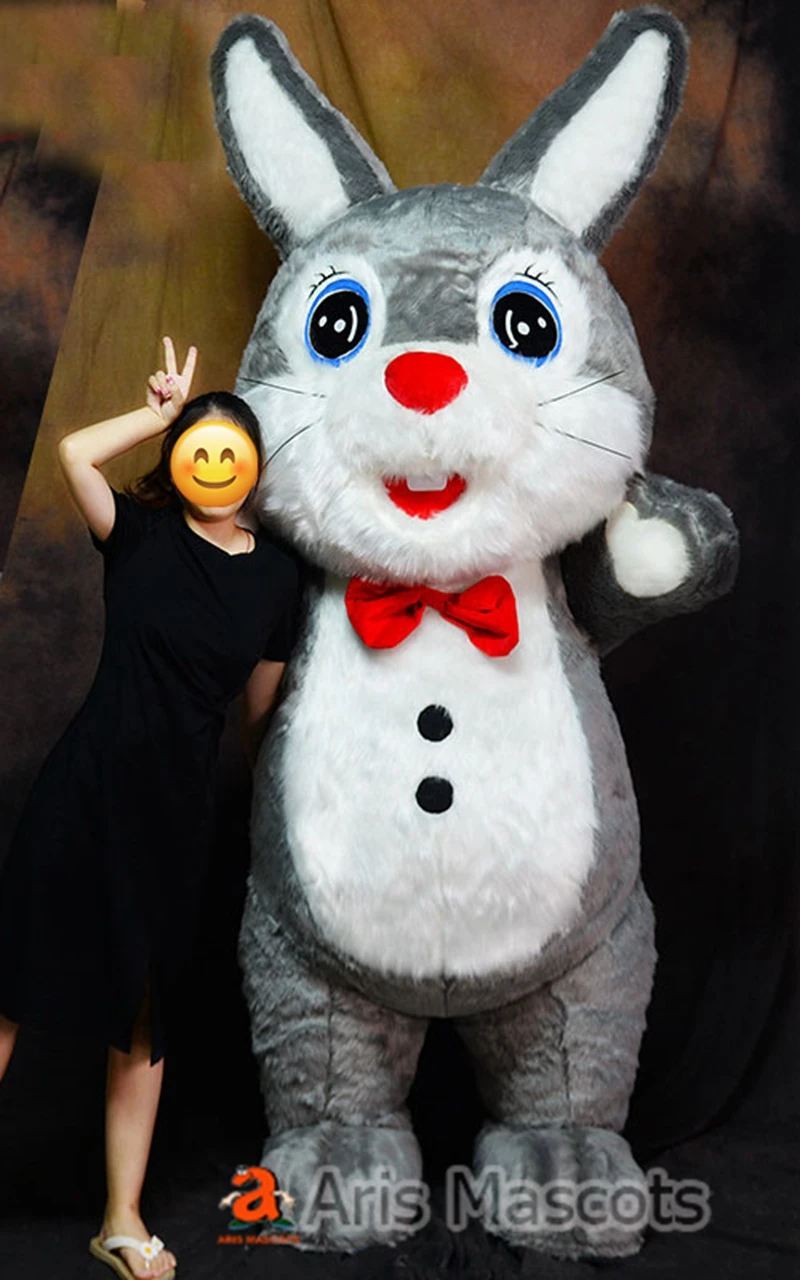 2m/2.6m Inflatable Mascot Grey Easter Bunny Costume Adult Blow Up Rabbit Cosplay Suit Fur Mascots Outfits Holiday Events Party - купить по