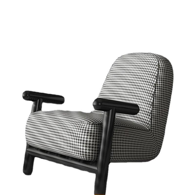 

XL Leisure Chair Designer Solid Wood Furniture Bedroom Houndstooth Single-Seat Sofa Chair