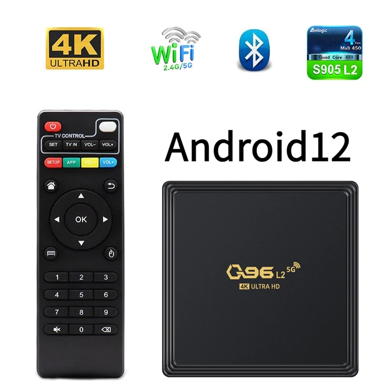 Bluetooth-динамик Q96 L2 TV Box Android 12 Smart Amlogic S905 Quad Core 4G 5G Wi-Fi HD 4K BT