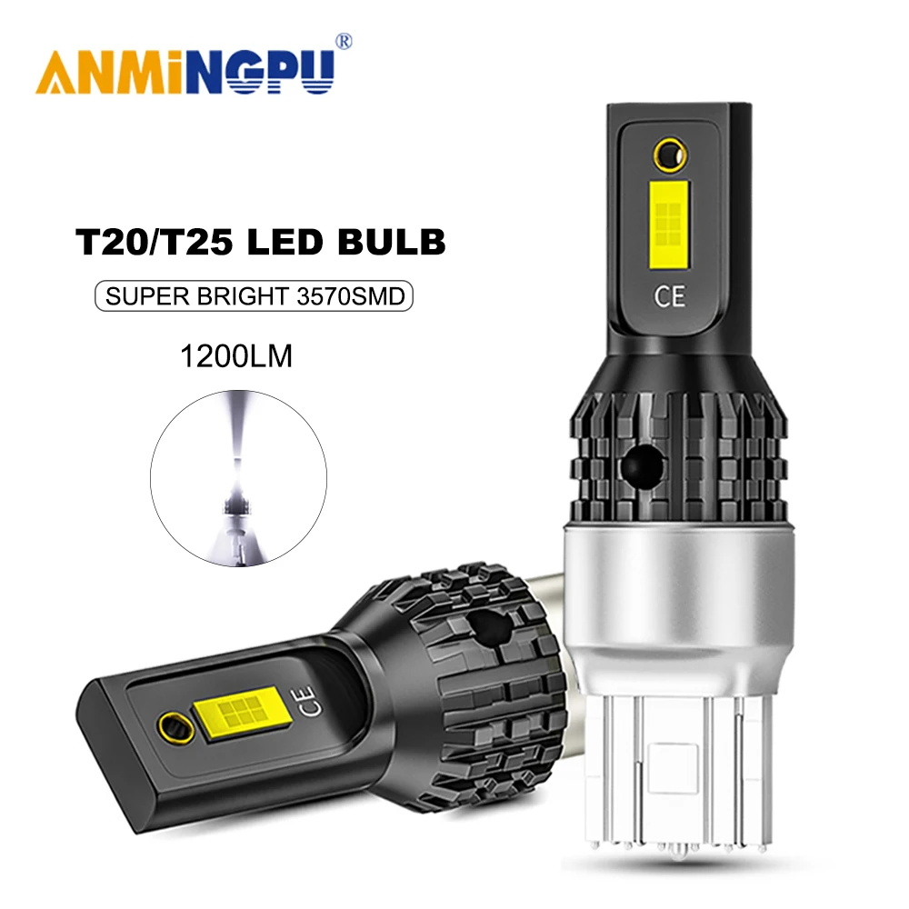 ANMINGPU 1X сигнальная лампа 7443 W21/5W Led W21W T20 7440 Лампа T25 3157 P27/7W светодиодная лампа 3156 P27W CSP 3570SMD фсветильник заднего хода