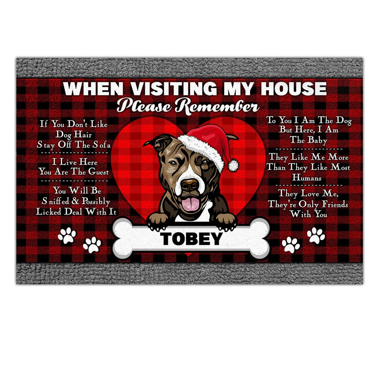 

HX Custom Name Pitbull Doormats Pitbull When Visiting My House Please Remember Printed Flannel Indoor Carpets Xmas Home Decor
