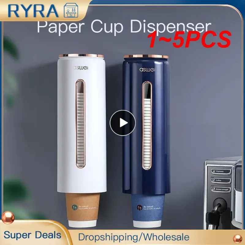 

1~5PCS Dispenser Automatically Drop Cup Remover Wall Mounted Disposable Paper Cups Dispenser Plastic Cup Holder Cups Container