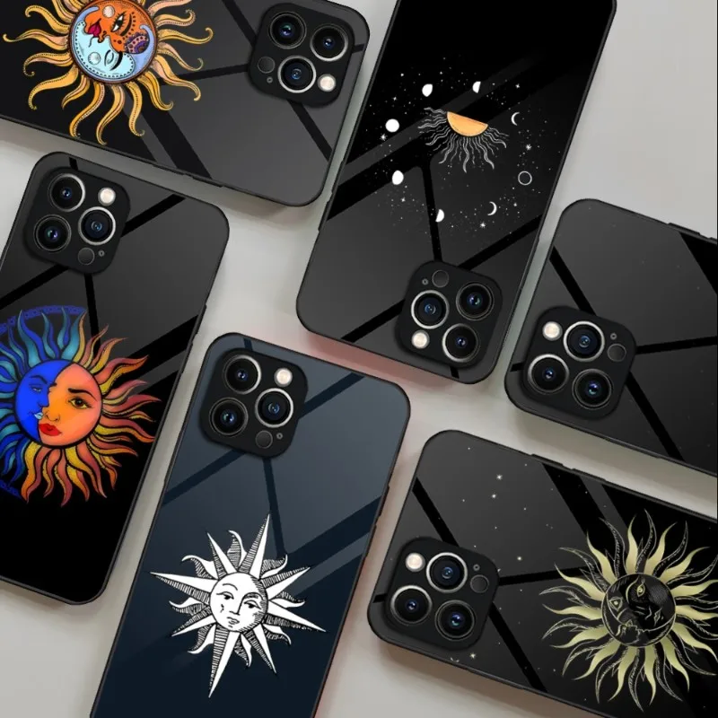 

Sun Moons Star Signs Astrological Celestial Phone Case For IPhone 14 Pro 11 13 12 Mini X XR XS Max 8 7 6 Plus SE 2020 Glass