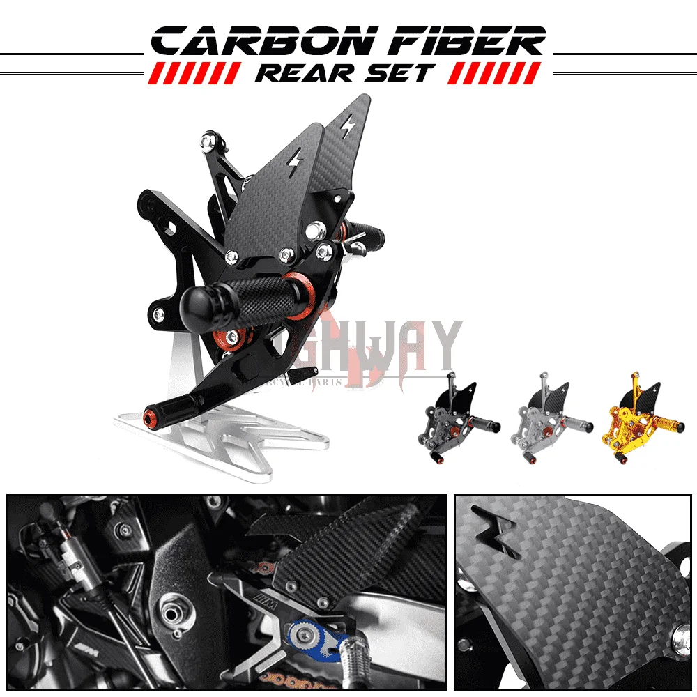 

Motorcycle CNC Aluminum Carbon Rear Set Footrest Rearset Accessories For KAWASAKI Z400 NINJA400 EX-400