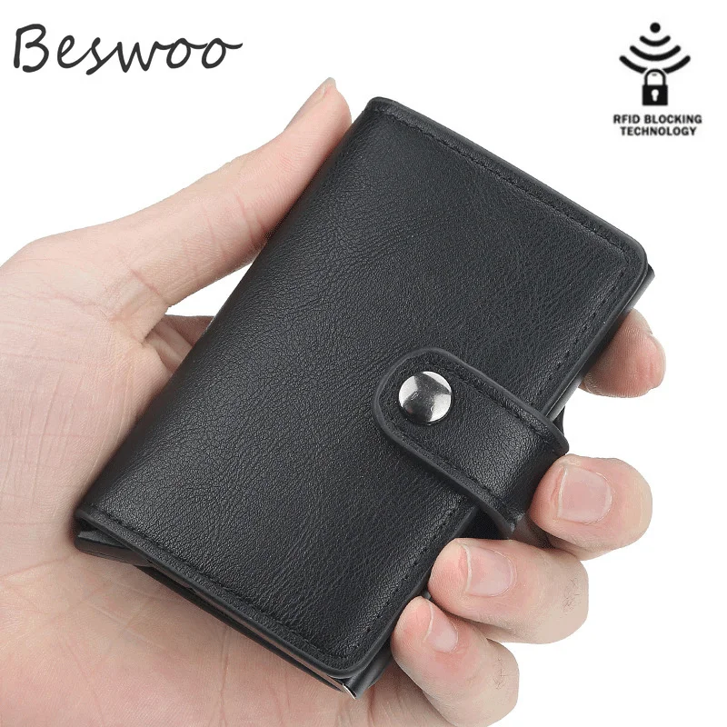 

RFID Anti-theft Card Holders PU Leather Hasp Men's Solid Vintage Business Coin Purse for Men Portable Fashion s
