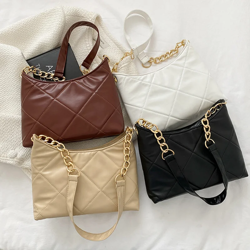 

PU Material Shoulder Bag Diamond Shape Chain Bags Luxury Ladies Handbags Designed Simplicity Bucket Bags for Female