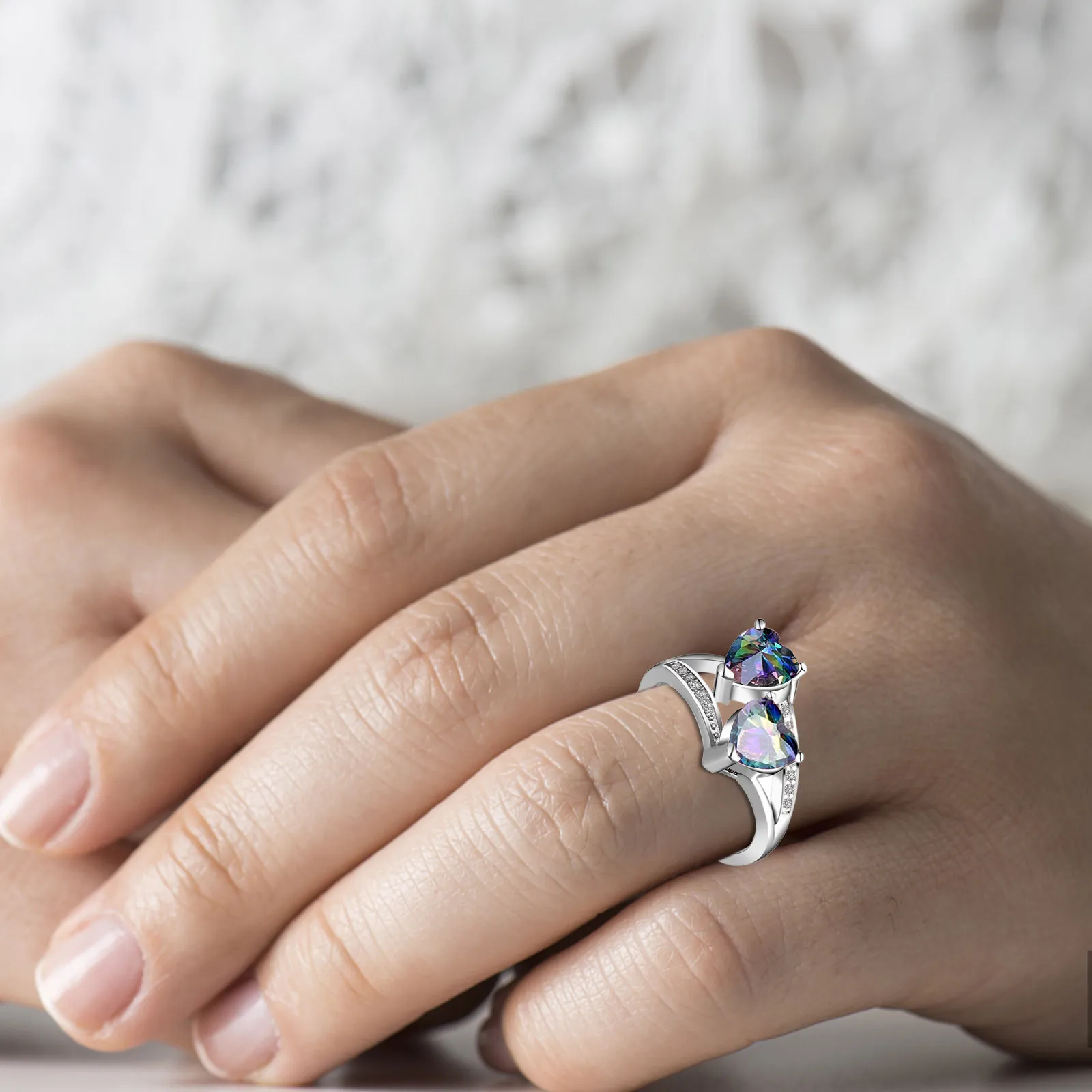 Love Double Zircon Ring Jewelry European And American Aliexpress Wish Luxury Bague Femme Acier Inoxydable Gifts |