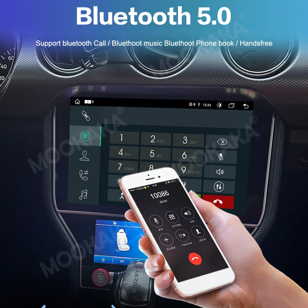 Фото Беспроводное автомобильное радио Carplay для Ford Mustang 2015-2019 Android 13, стерео видеоплеер, мультимедийный GPS Navi, магнитофон с экраном №4