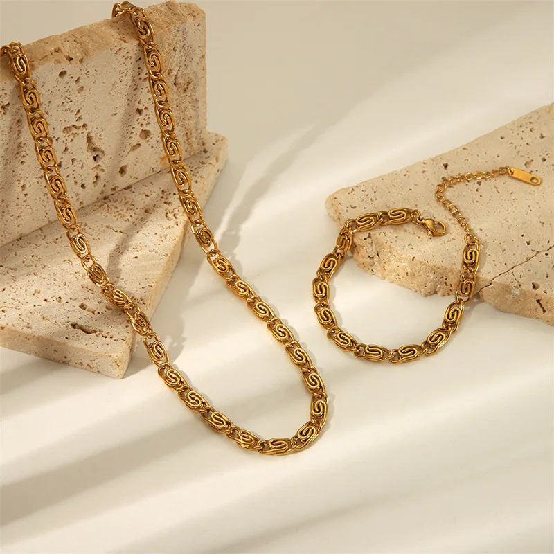 EILIECK 316L нержавеющая сталь золотой цвет геометрический браслет для женщин мужчин