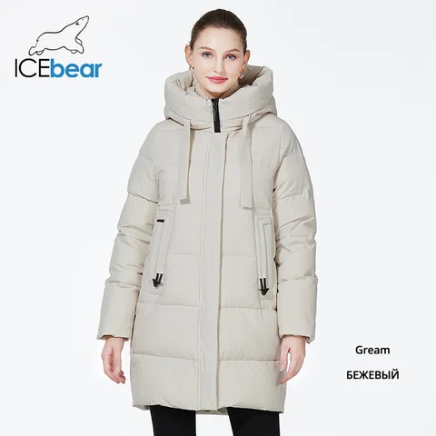 ICEbear 2023 Куртка зимняя женская,Куртка зимняя длинная с капюшоном GWD3873I