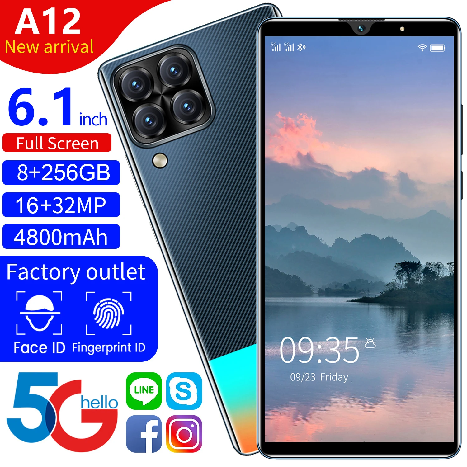 

Смартфон Nieuwe A12, 8 + 256 ГБ, 6,1 дюйма, две Sim-карты