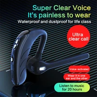 v8 single ear headset with mic bluetooth5 1 earphone noise cancelling waterproof earpiece wireless handsfree long standby time