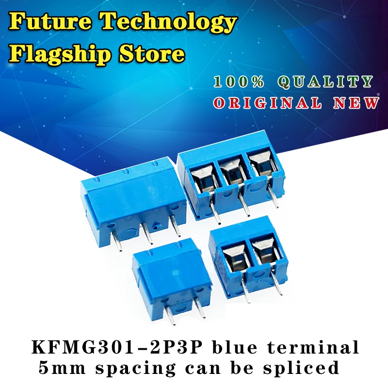 Bloque de terminales de tornillo KF301, 2P, 3P, 4P, 5mm, KF301-2P/4P, paso...