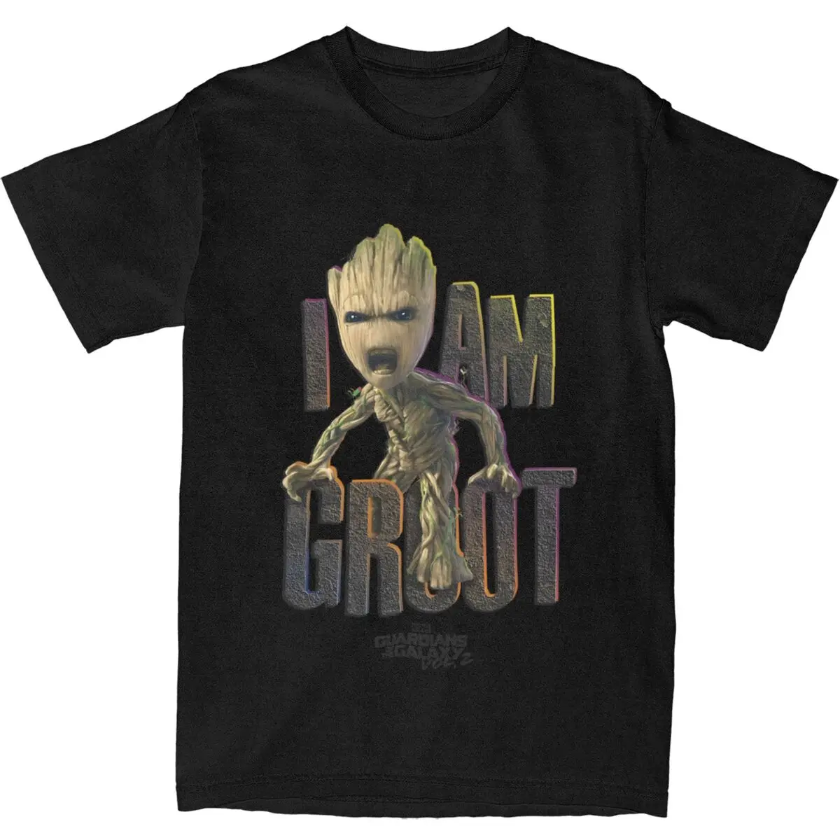 Marvel Guardians Vol.2 I AM GROOT Cute Angry Хлопковые футболки Новинка для мужчин Y2K Повседневный