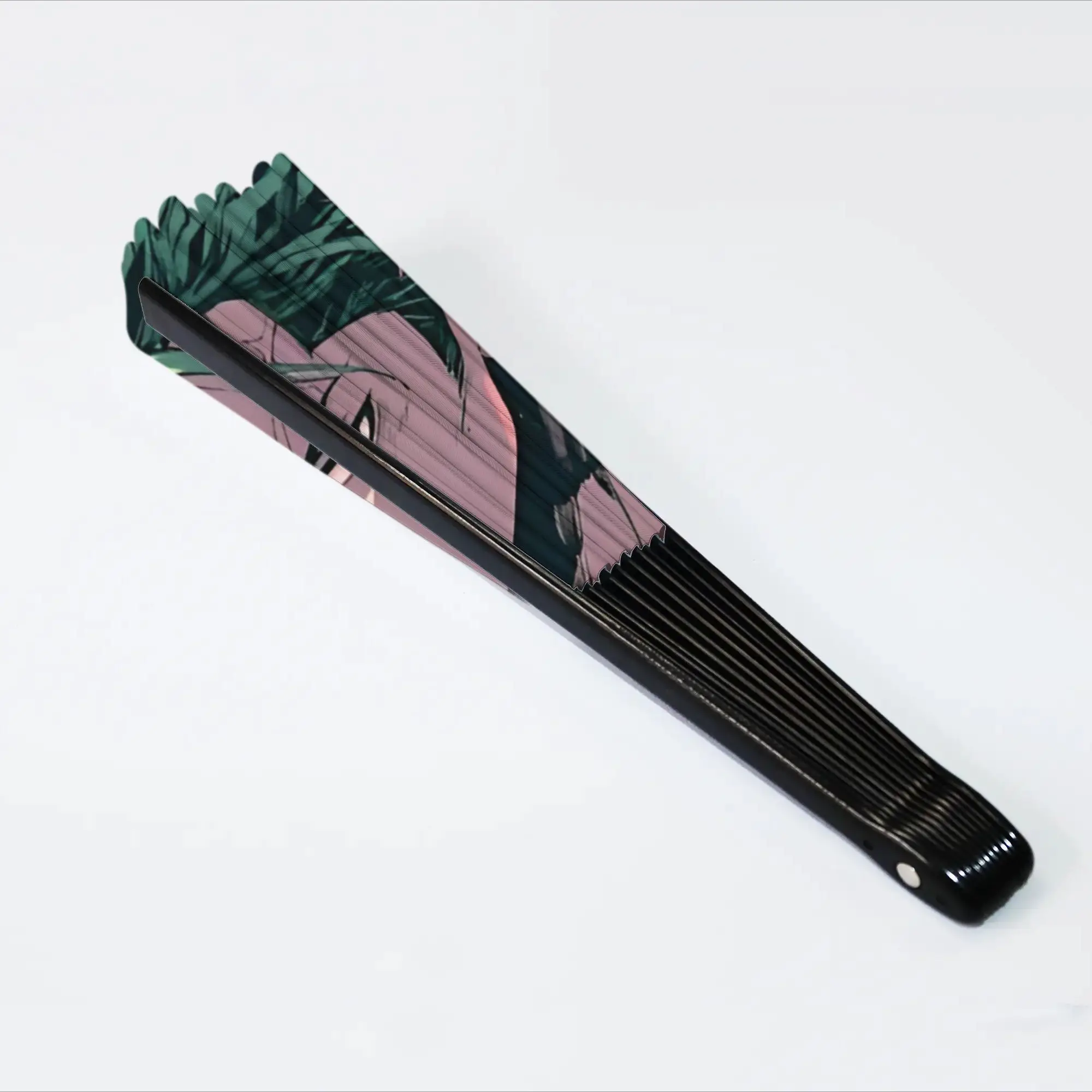 Фото Складной веер Zoro O-One P-Piece: Модный летний аксессуар из полиэстера с мультяшным комиксным дизайном для самостоятельного оформления №4