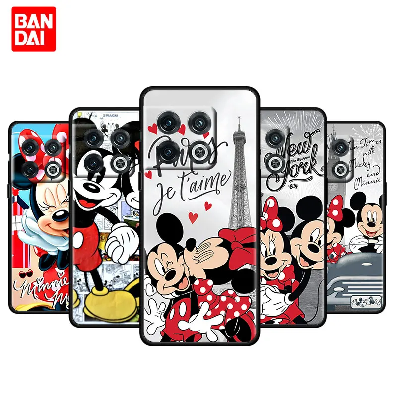 

Mickey Minnie Mouse Case for Oneplus 9 10 Pro 8 8T 9R Nord 2 N100 N10 CE N200 5G Luxury Casing Cover Silicone Matte Black Phone