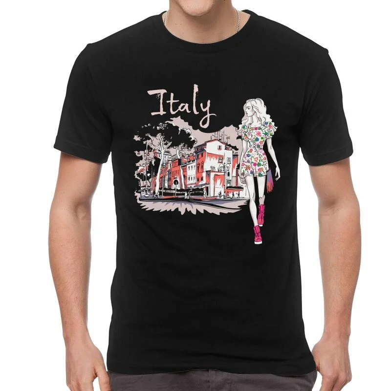 

T-shirt manches courtes pour hommes, 100% coton, drapeau italien, européen, idée cadeau