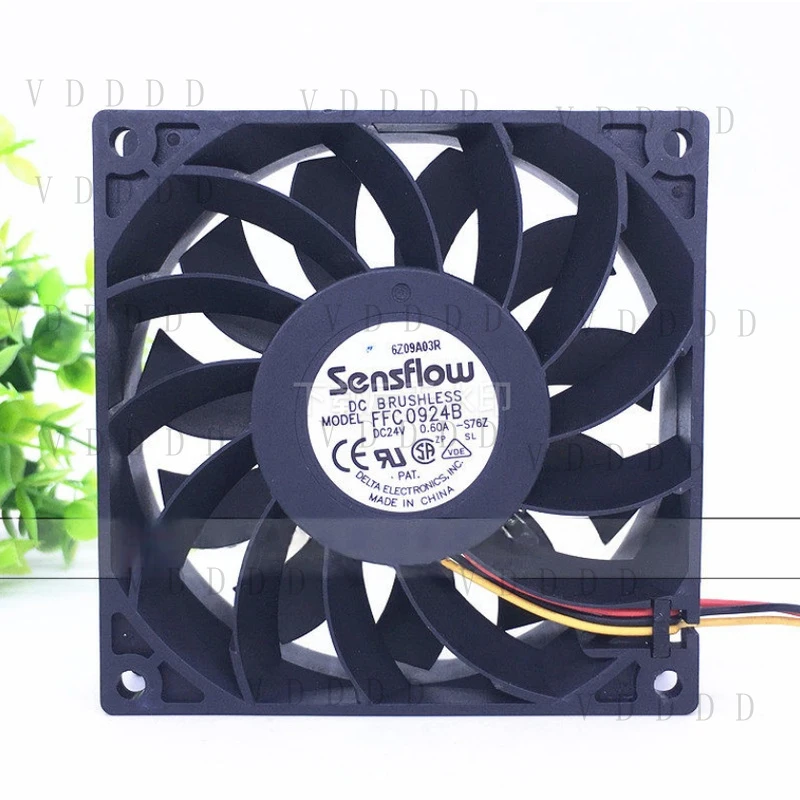 Фото Вентилятор охлаждения SensFlow FFC0924B DC24V 0.60A 3-проводной, 9025, 9 см (1 шт.) №1
