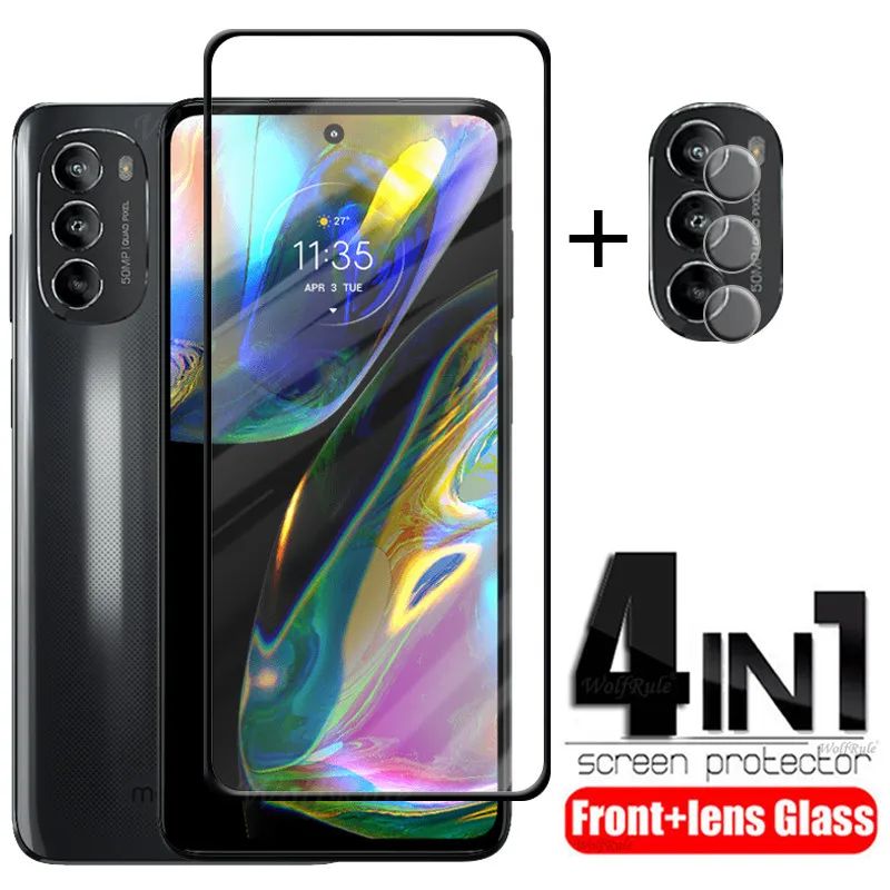 4-in-1 For Motorola Moto G82 Glass For Moto G82 Tempered Glass Full Cover Film Screen Protector For Moto G 82 G82 5G Lens Glass