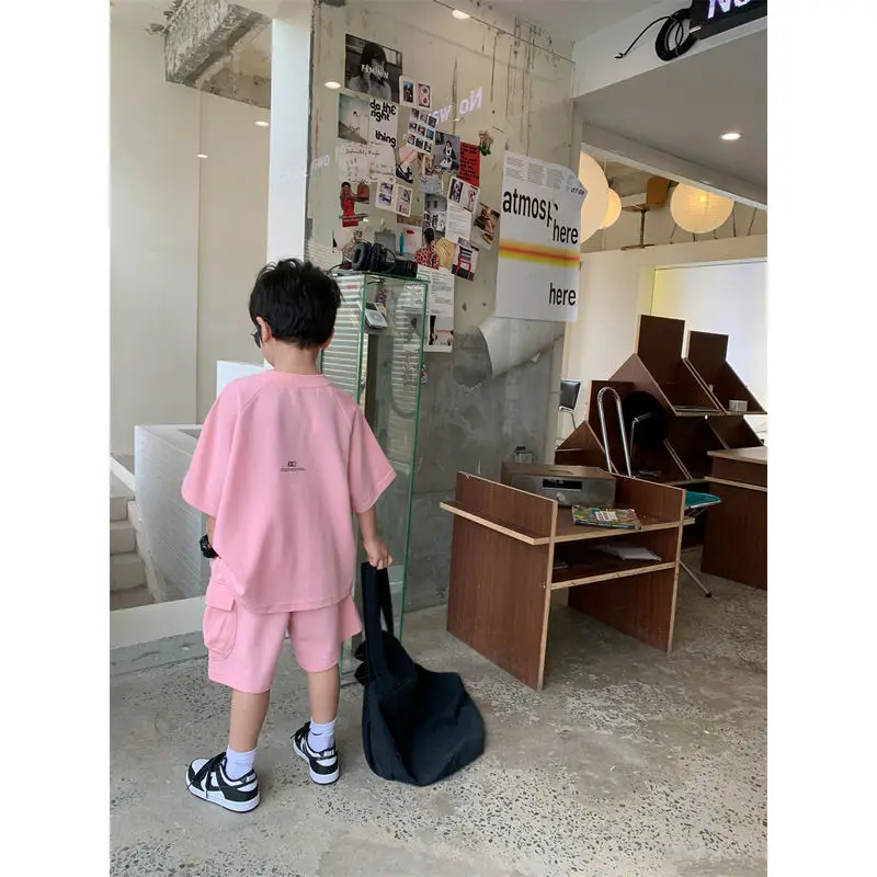 Boys' Cotton Summer Suit 2022 Latest Popular Short Sleeve Children's Shorts Sports Two-Piece Suit