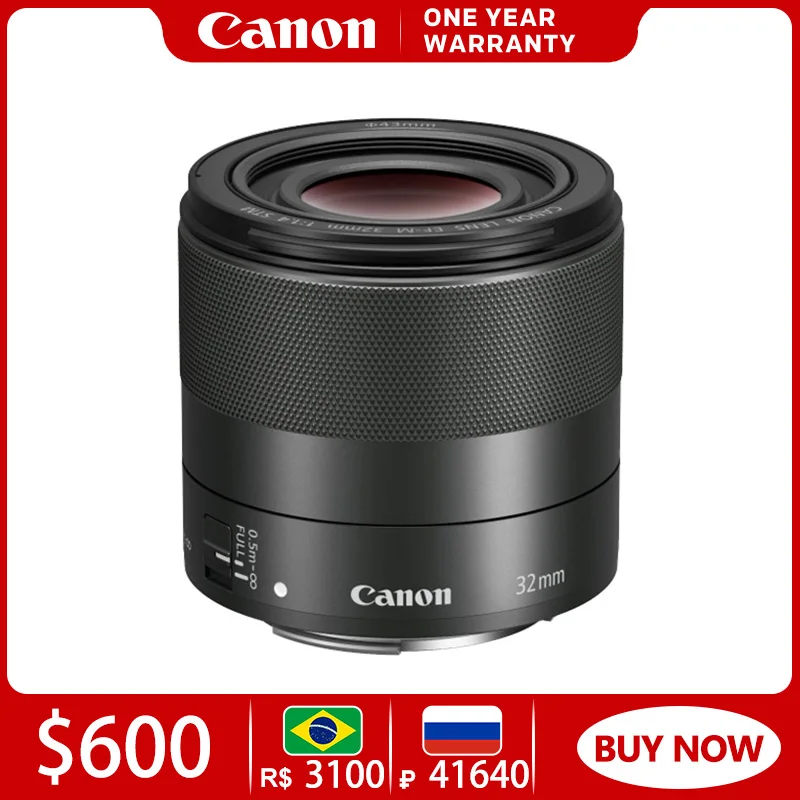 

Объектив для Фотоаппарата Canon EF-M 32 мм F1.4 STM, объектив для портретной фотосъемки, объектив для беззеркальной камеры с большой диафрагмой, стан...