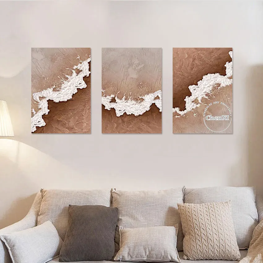 

Hotel 3 Pieces Group Sea Wave Beach Scenery Oil Painting New Arrival Wall Art Picture Canvas 3 Panels Artwork Free Shipping