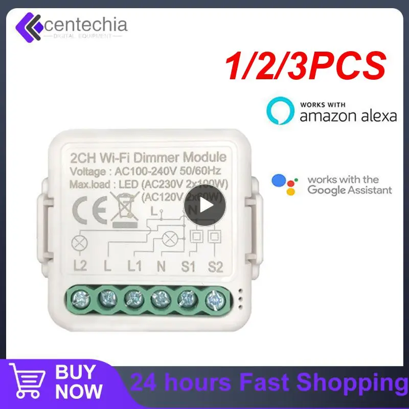 

1/2/3PCS Tuya ZigBee 3.0 Smart Dimmer Switch Module 10A, Supports 2 Way Control Dimmable Switch, Work with Alexa Alice Google