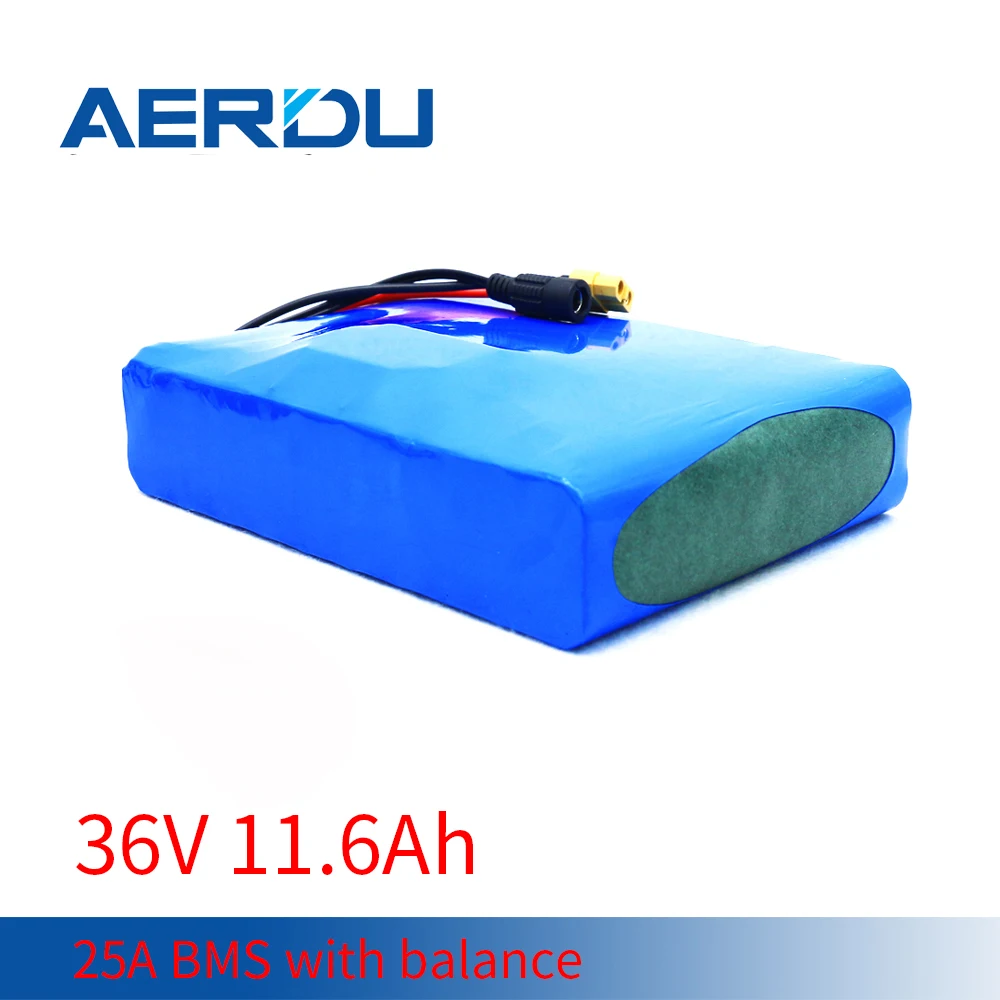 

AERDU 36V 11.6Ah 10S4P 18650 Li-ion Battery Pack for Motor Electric Scooter Vehicle Bicycle Rechargerable DC XT60 Built-in BMS