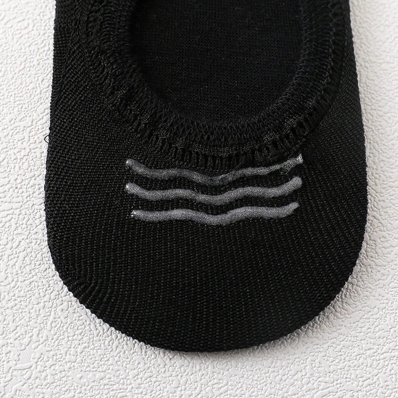 5 Pairs Men's Summer Invisible Love Happy Beach Boat Socks Silicone Non-Slip Low Ankle Cotton Breathable Boat Socks