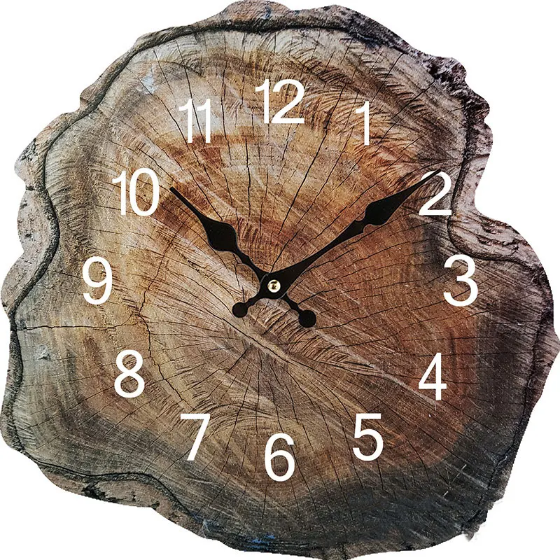 

Annual Ring Wooden Wall Clock Wood Grain Silent Creative Wall Hanging Clock Watch Coffe Office Home Wall Decoration Clock