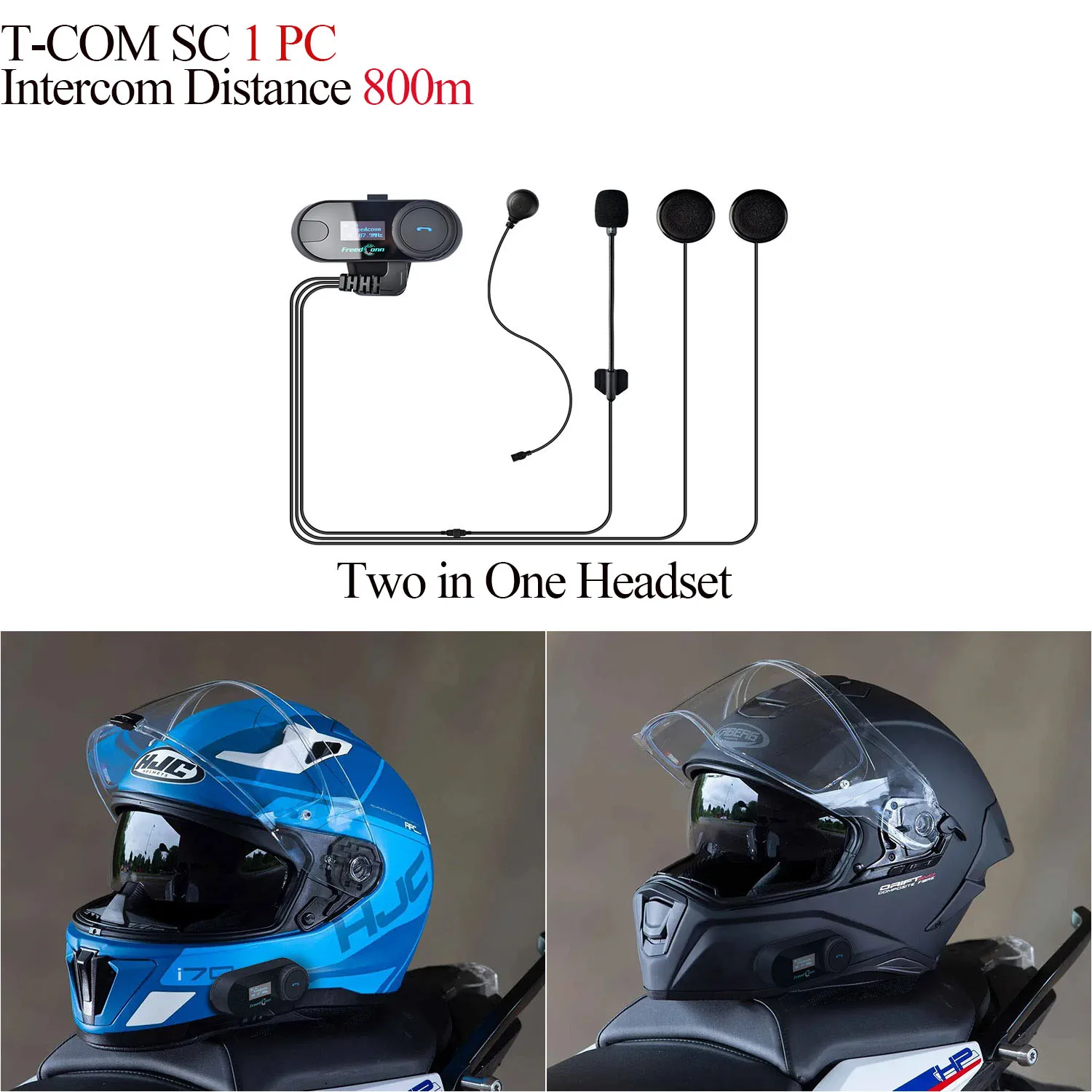 

Беспроводная bluetooth-гарнитура Freedconn TCOM SC Intercom SC, мотоциклетный шлем, Intercomunicador Moto, ЖК-дисплей, FM-радио, музыка, доля