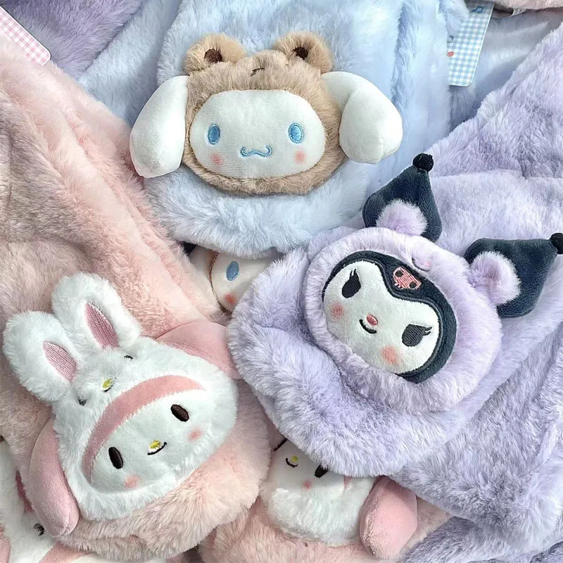

99*10 см Новая кавайная серия Sanrio Cinnamoroll Kuromi зимняя сохраняющая тепло ветрозащитная искусственная мультяшная плюшевая игрушка для девочек Подарки